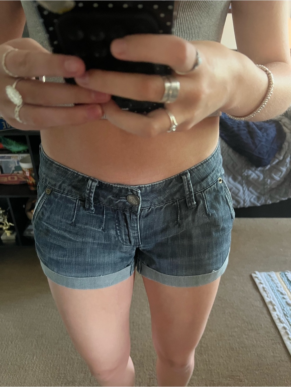Y2K Dark wash mini shorts